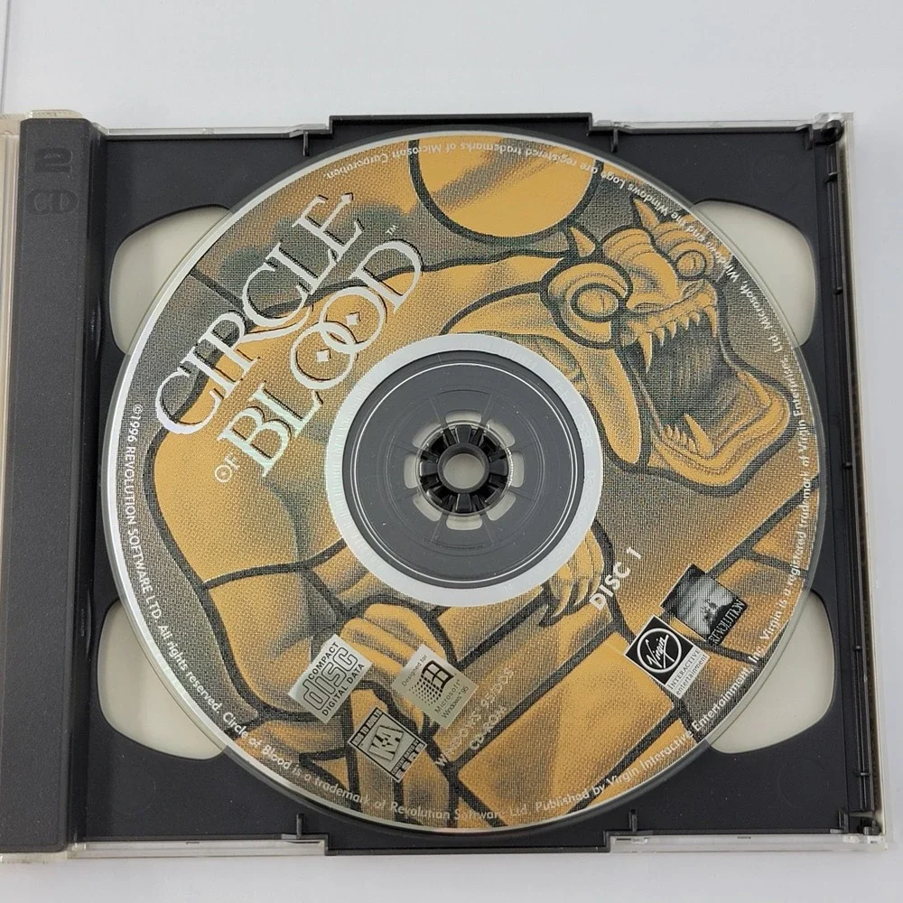 Circle of Blood (PC Windows 95 MS Dos) - 2 Discs + Manual 1996 Virgin Interacti